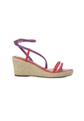 Romã Pink Leather Espadrille Wedges – Jute Platform