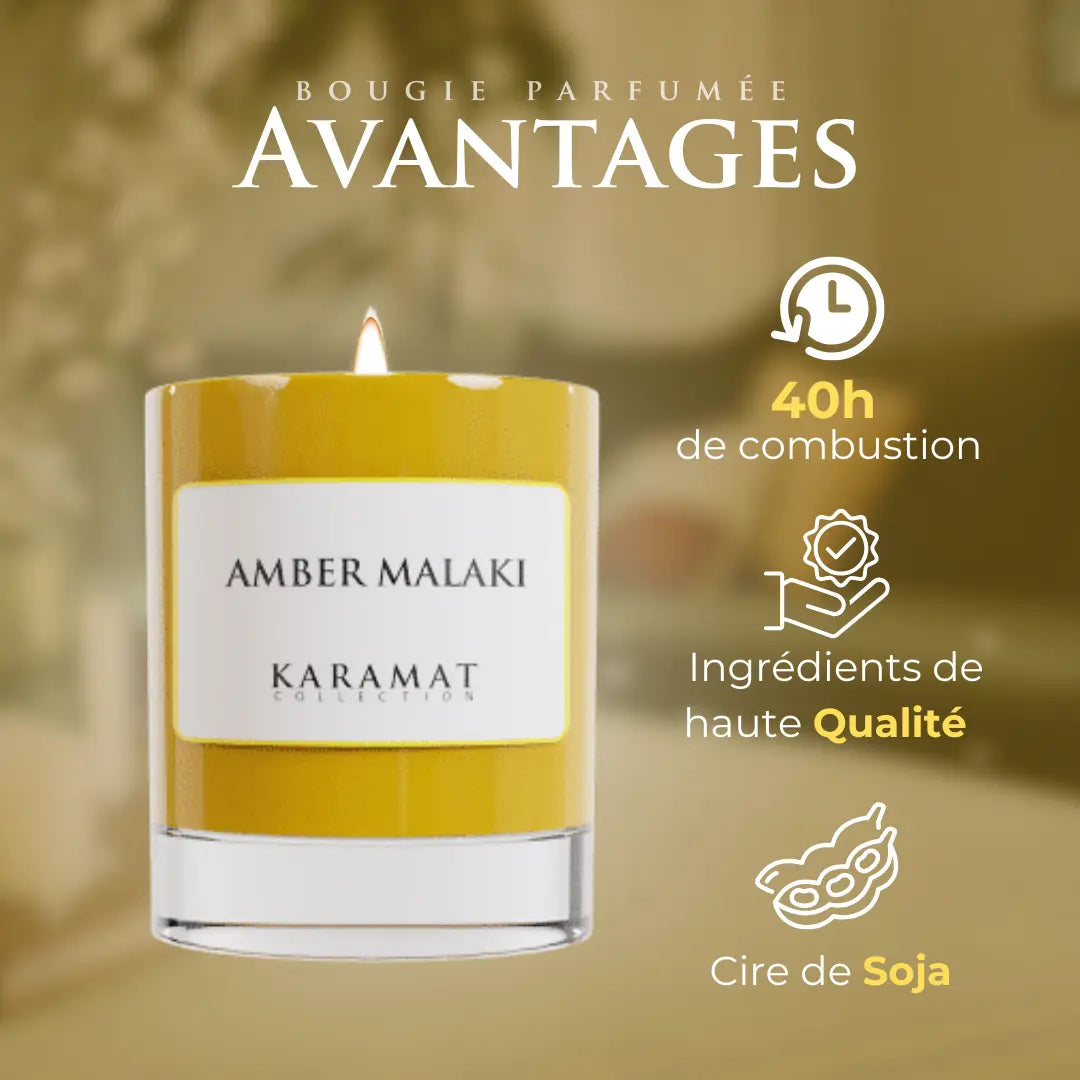 bougie parfumée Amber Malaki – Éclats d’Ambre
