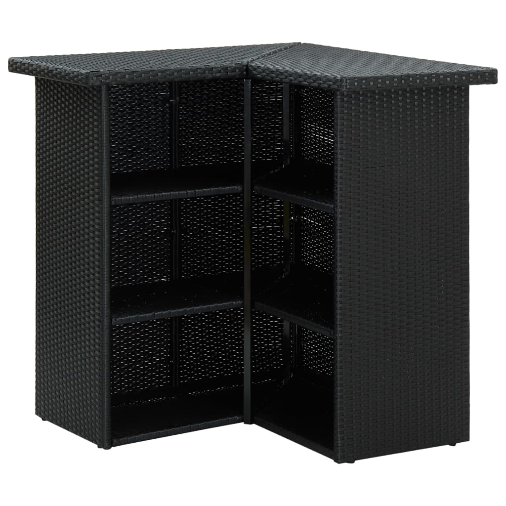 NNEVL 16 Piece Garden Bar Set with Cushions Poly Rattan Black