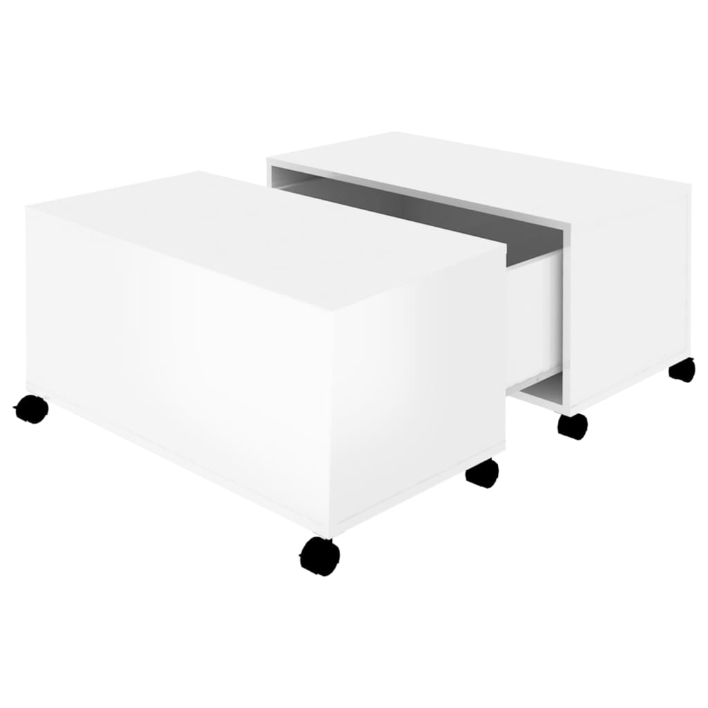 NNEVL Coffee Table High Gloss White 75x75x38 cm Chipboard