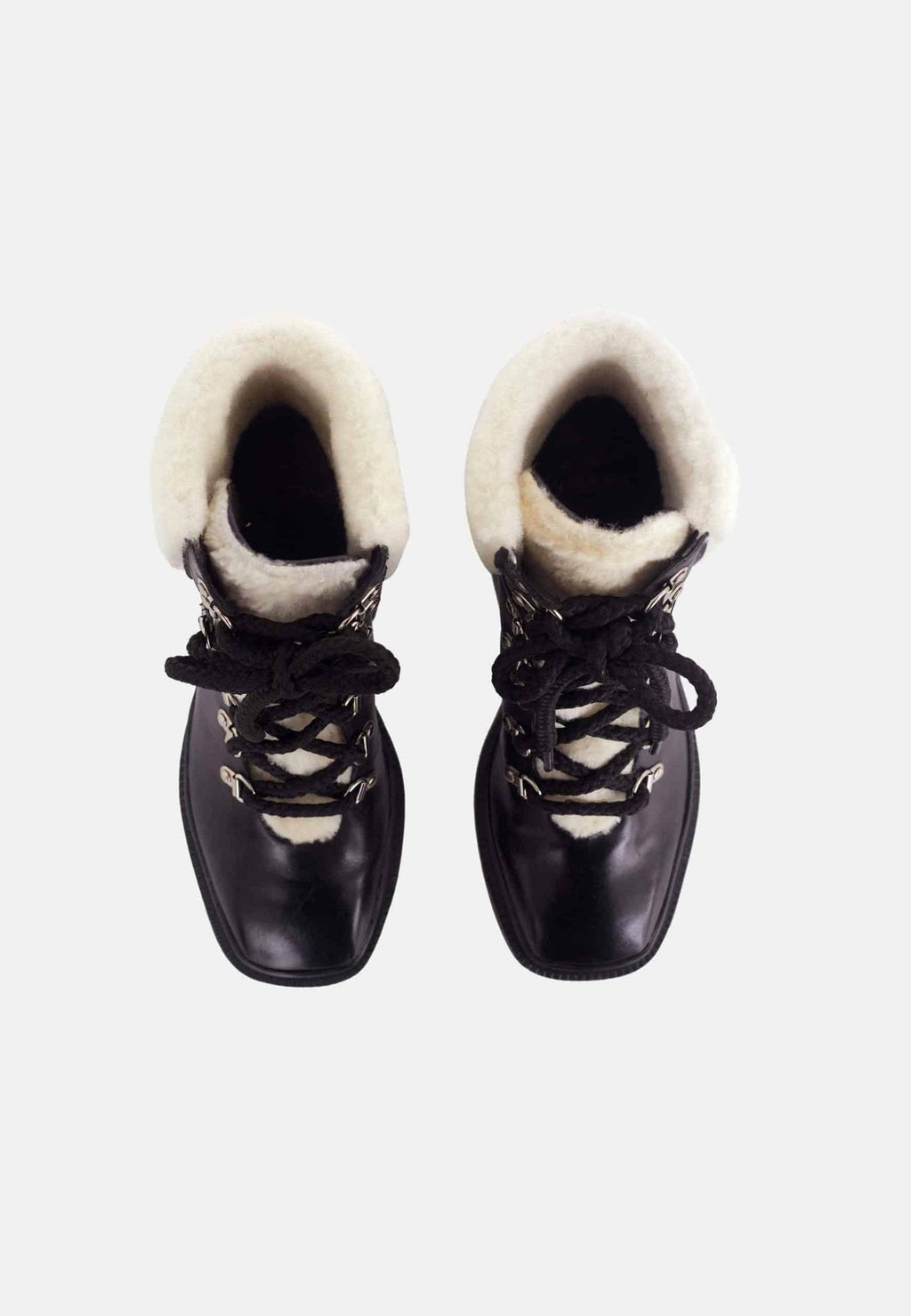 Cassia Black Calf Leather Combat Boots – 7.8cm Block Heel