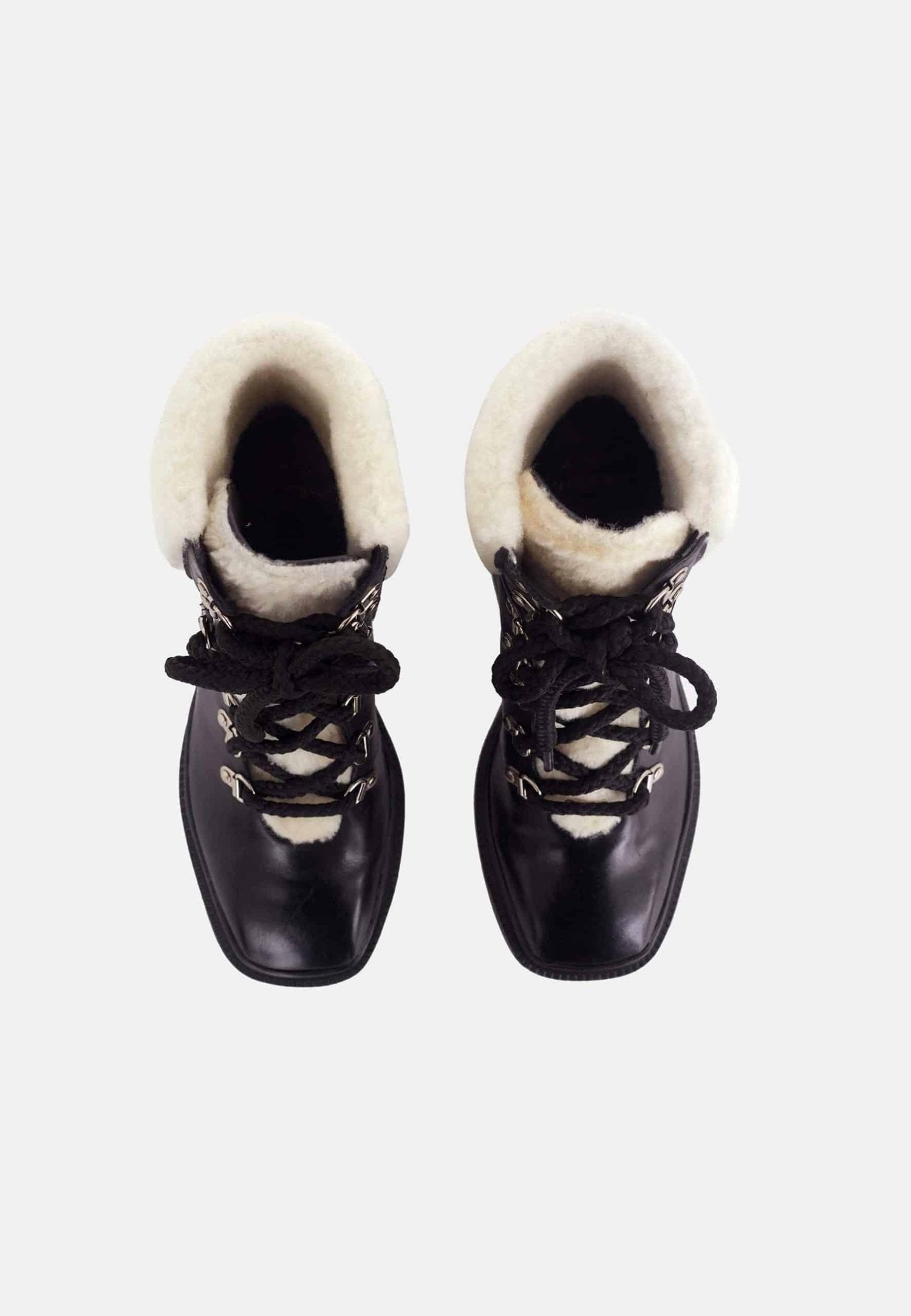 Cassia Black Calf Leather Combat Boots – 7.8cm Block Heel